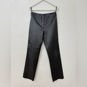 Vintage Y2K Bebe Black Genuine Leather Mid Rise Bootcut Pants 6